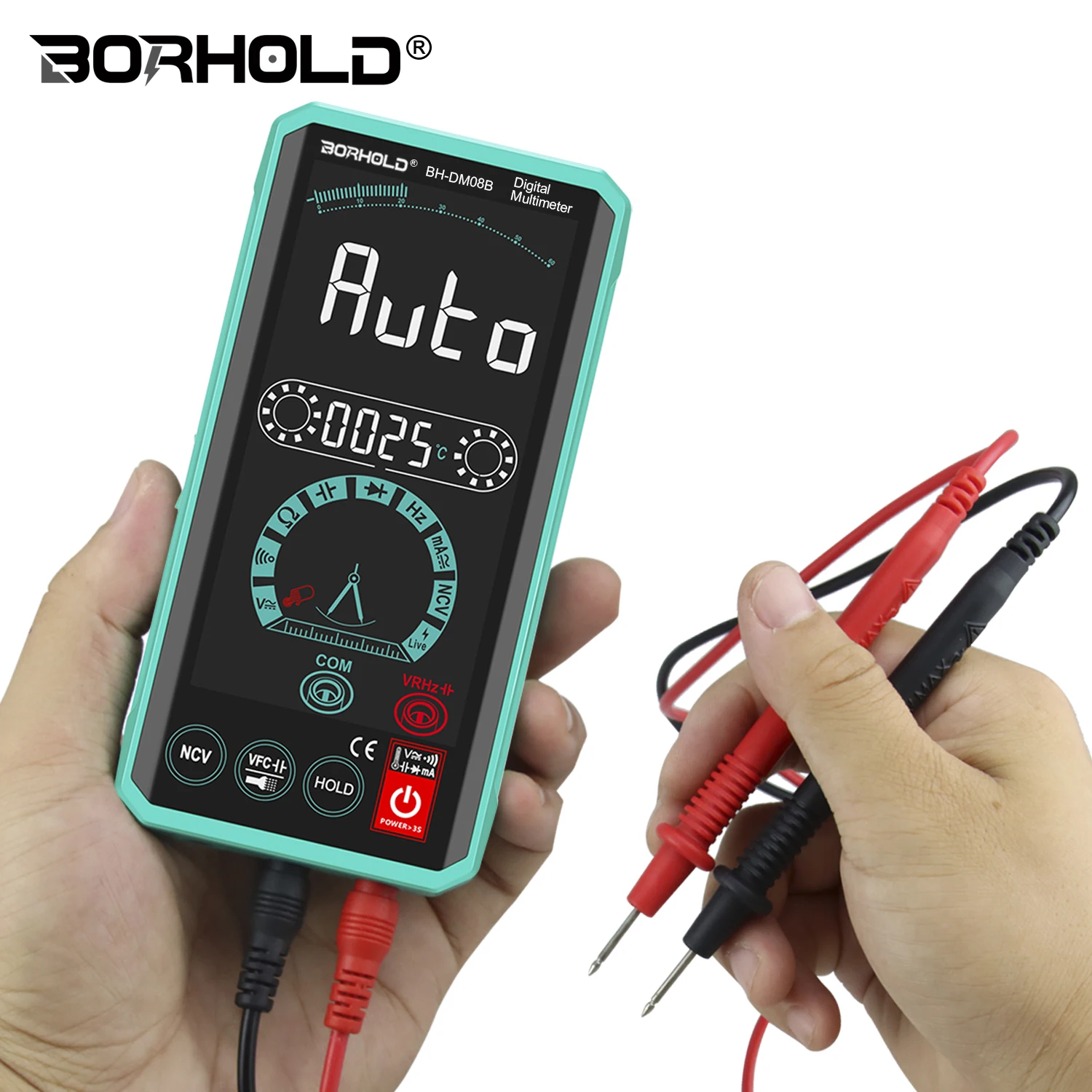 Imagem -03 - Borhold Multímetro Digital Recarregável Toque Cor Grande Tela Multímetro True Rms ac dc Tensão Atual Tester Auto-range