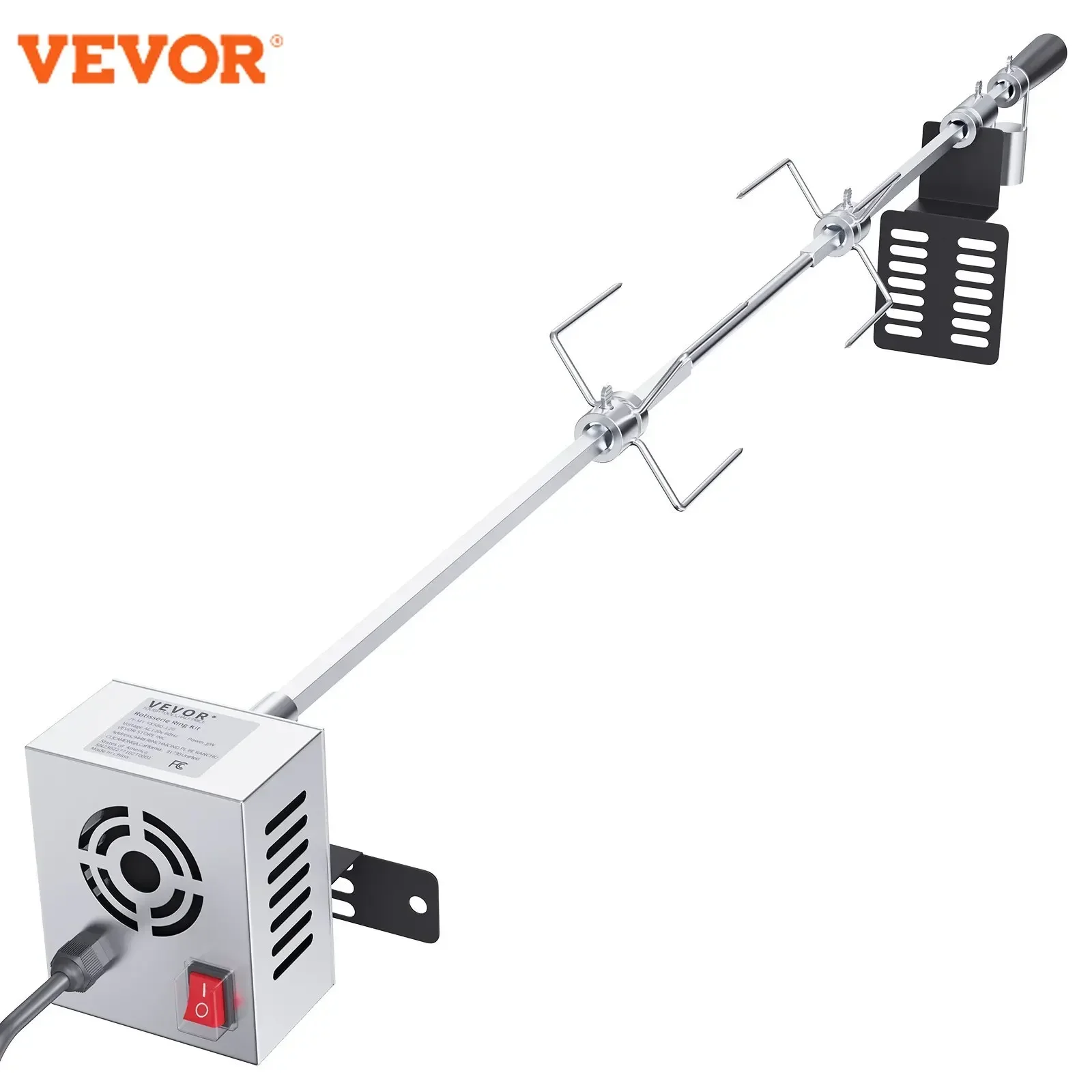 VEVOR Universal Grill girarrosto Kit Grill elettrico per barbecue con motore 9w, Kit per grigliate automatico in acciaio inossidabile, asta per spiedo esagonale