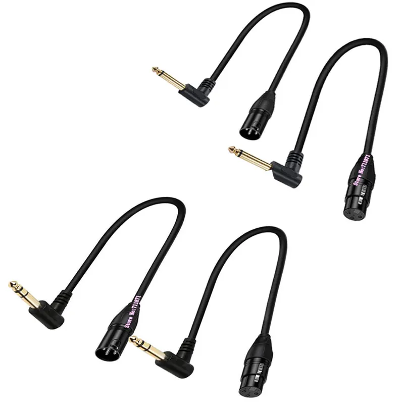 Right Angle Elbow Mono TS 6.35 Male XLR Male Female Audio Cable Line 90 Degree Stereo TRS 6.35 Male XLR CANNON Male Female Cable