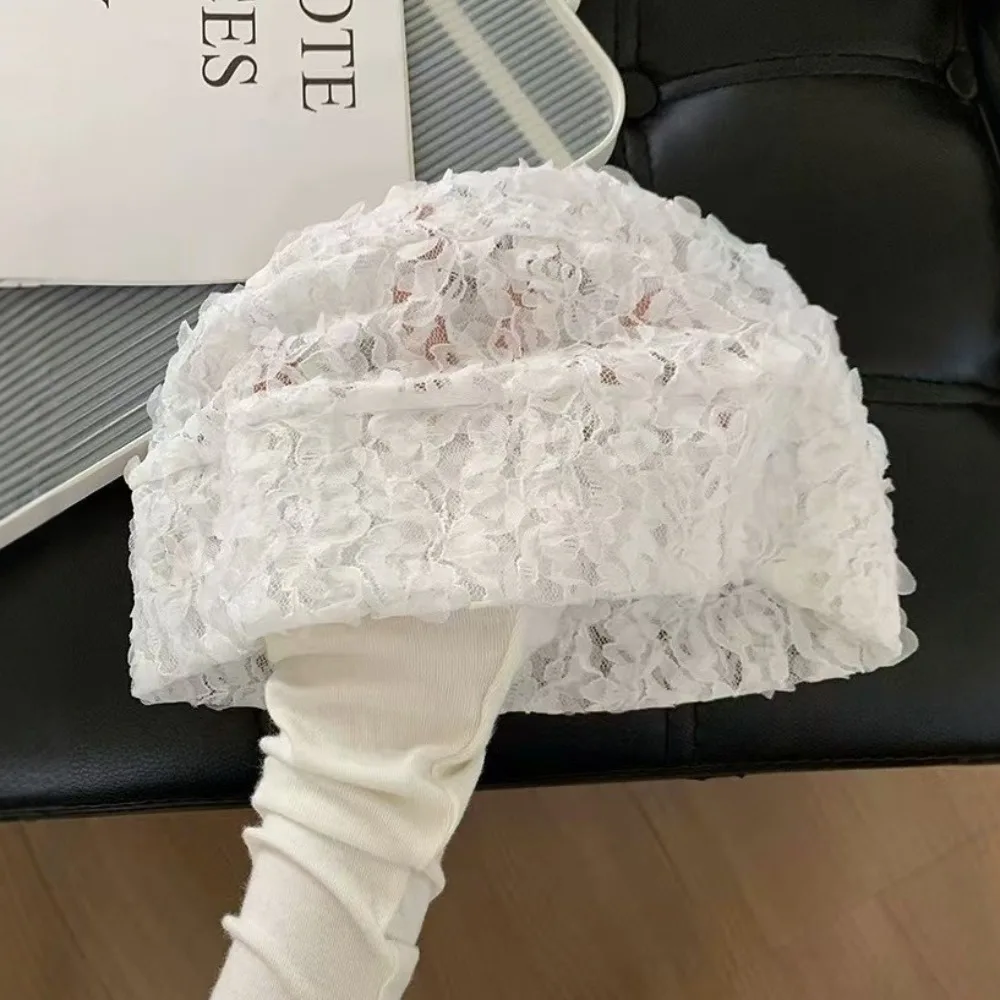 

Fashion Mesh Bucket Hat Flower Lace Casual Basin Hat Thin Large Beach Sun Hat Summer