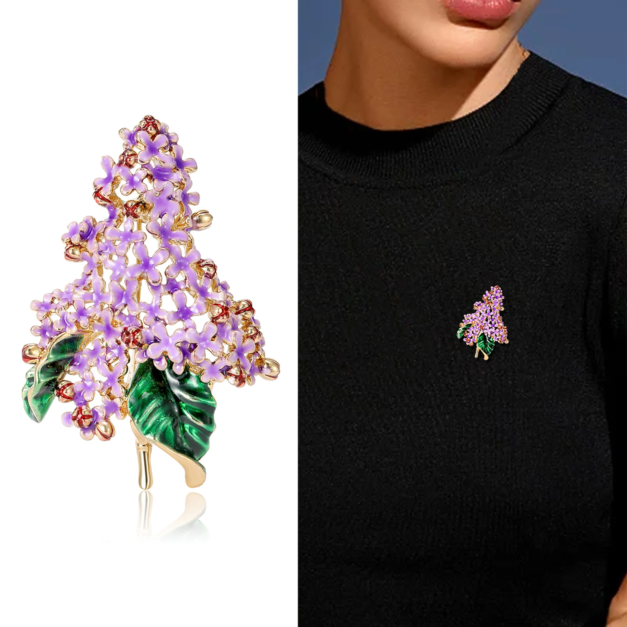 Trendy Enamel Hydrangea Brooches for Women Unisex Flowers Pins Event Party Backpack Decoration Clothes Accessories