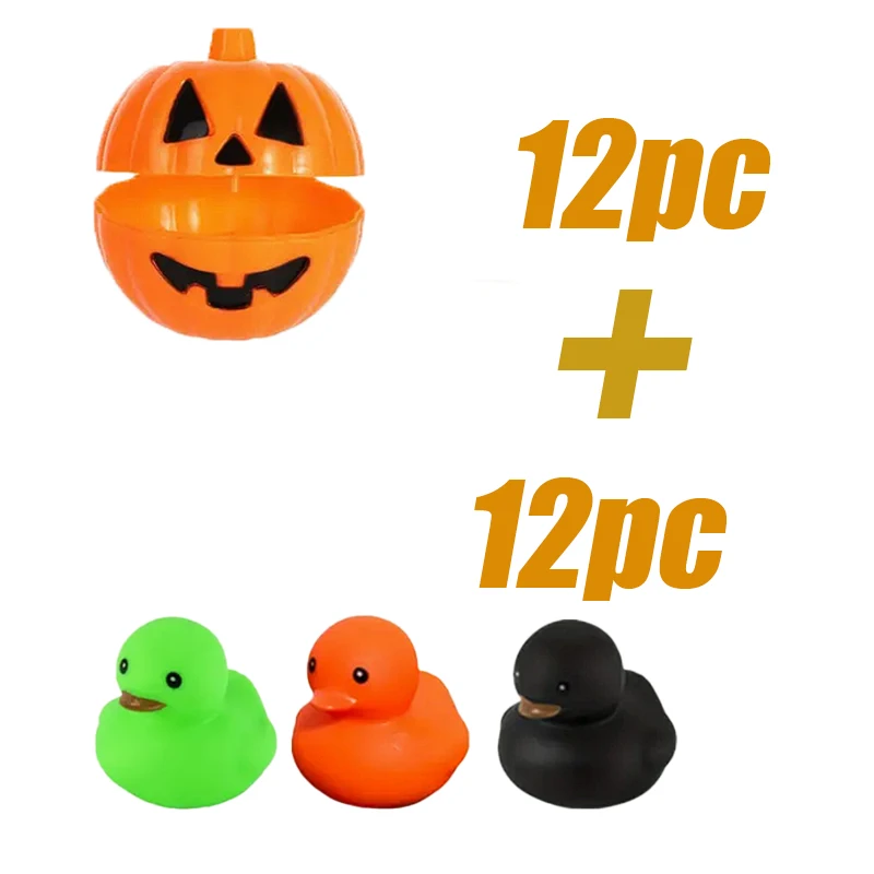 12/24 Set Halloween Rubber Ducks, With Pumpkin Box Halloween Party Favors Halloween Basket Stuffers, Gift Exchange