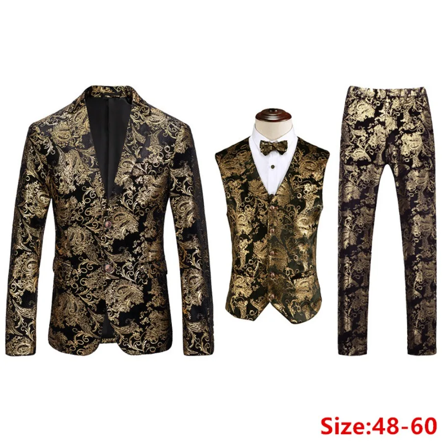 2024 Autumn Winter Europe and The United Kingdom Style Men (Suit+Vest+Trousers) Suits Fashion Stage Handsome Trend 3 Pieces Sets