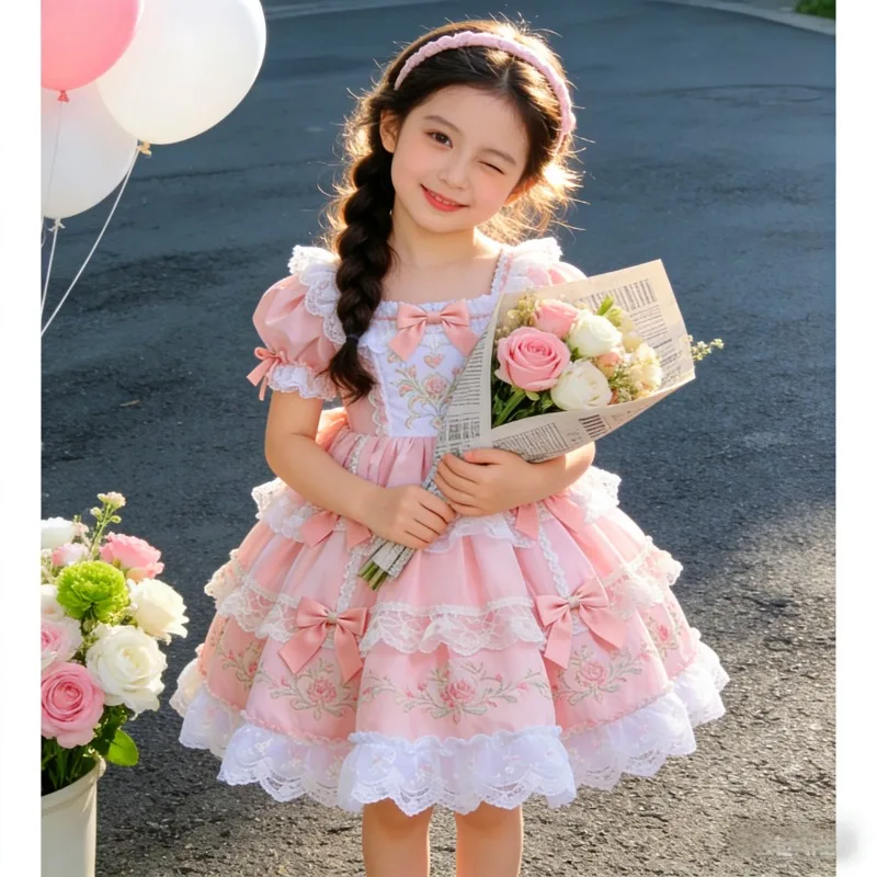 Summer New Lolita Sweet Boutique Dress Baby Birthday Wedding Party French Embroidery Haute Couture Princess Dress Tide