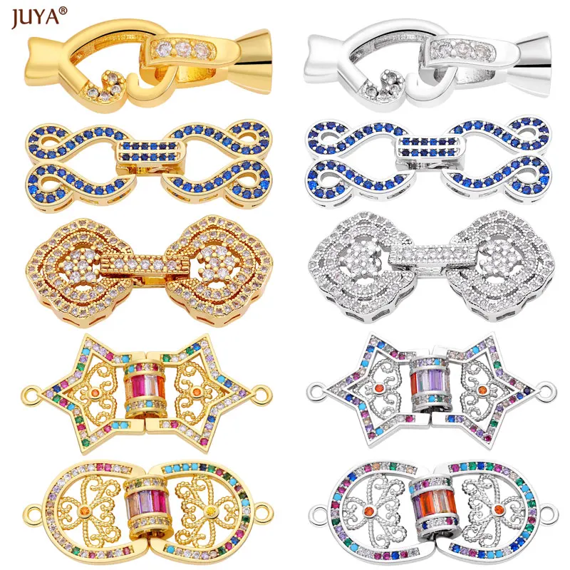 JUYA Zircon Crystal Clasps Hooks Connector Closures Fasteners For DIY Handmade Bracelets Necklaces Jewelry Making Accessories