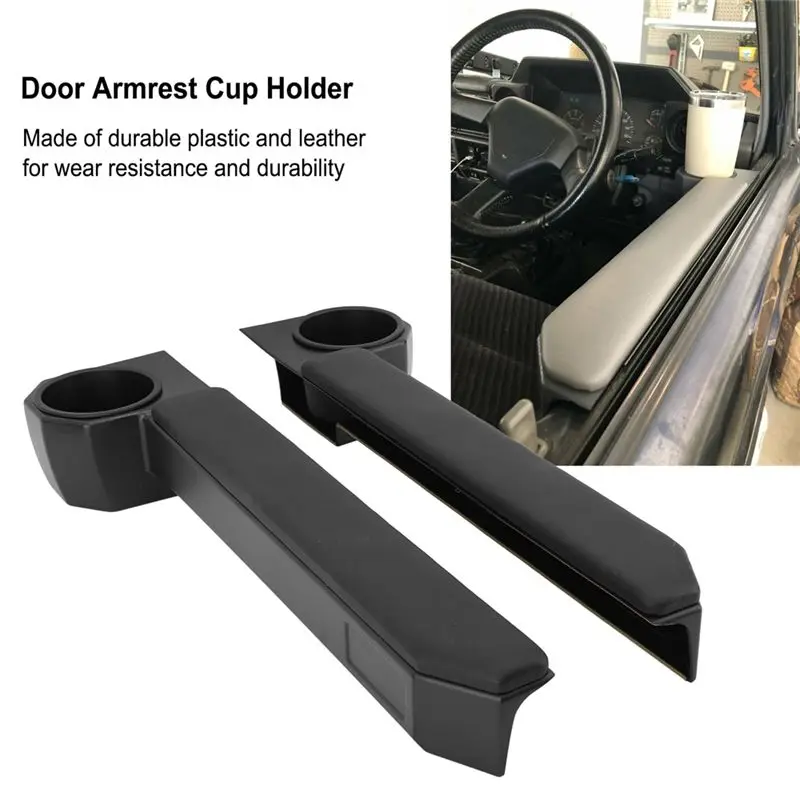 DHBH 1 Pair Car Door Armrest Cup Holder Plastic Leather Wear Resistance Replacement For Toyota Land Cruiser 70 Series