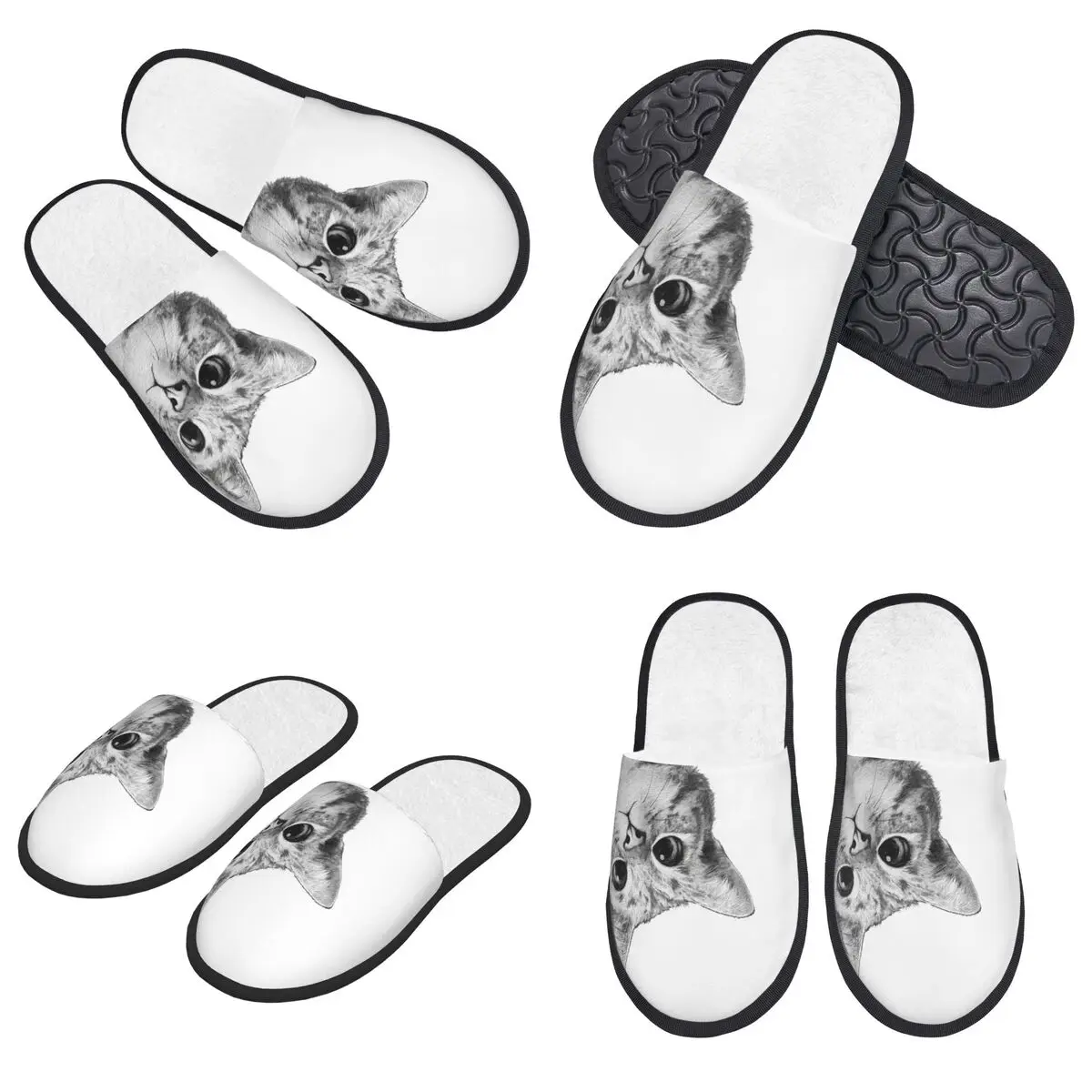 

Custom Sneaky Cat Slippers Memory Foam Warm Soft Women House Slipper Indoor Fluffy Shoes