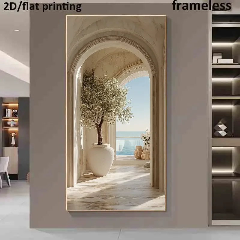 2D Flat, Frameless Canvas Artwork Featuring an Architectural Serenity Pattern, Ideal for Decorating Offices, Bedrooms, And Liv