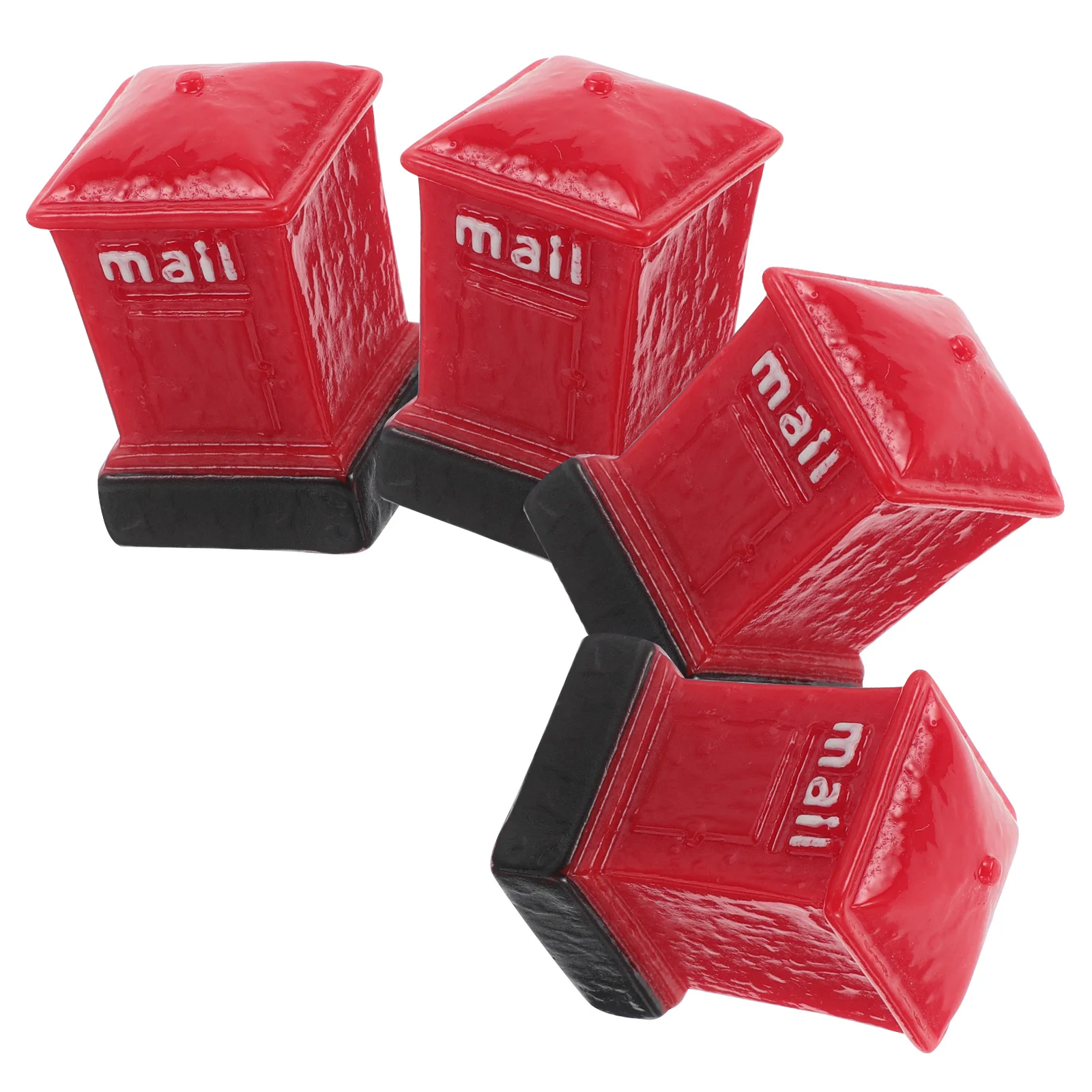 

4 pcs Miniature Resin Tiny Post Box Ornament Office Desk Decor Small Garden Dollhouse Craft Ornament Lawn Tiny Ornaments Decor