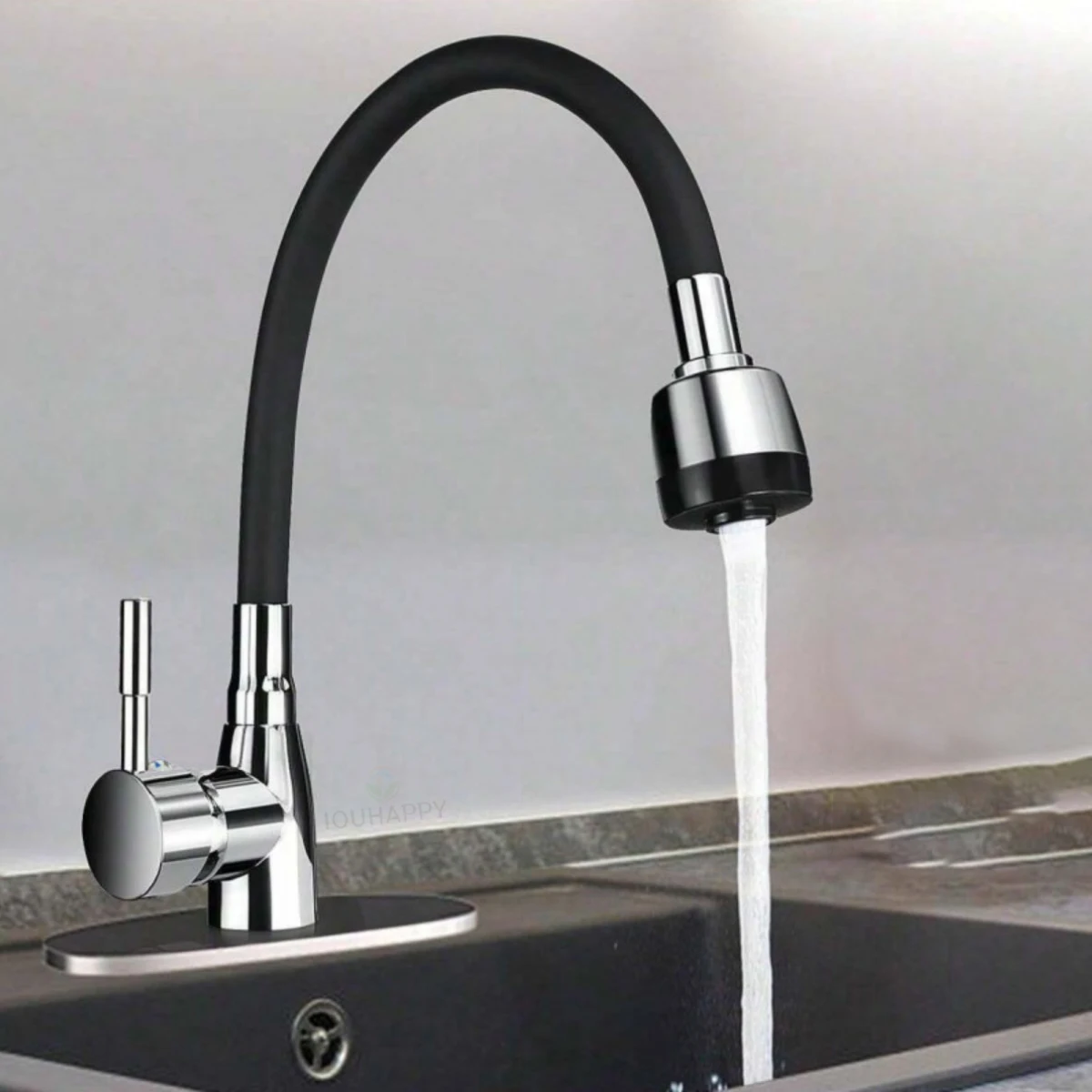 

Splash-Proof Flexible Kitchen Faucet Cold and Hot Water Mixer Tap Deck Mounted Sink Basin Faucet Single Handle Water Tap