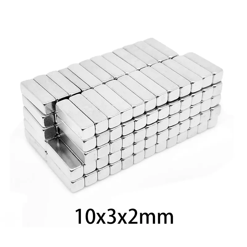 20/50/100/200/500/1000PCS 10x3x2 Quadrate Rare Earth Neodymium Magnet Sheet N35 Thin Block Permanent Magnet 10x3x2mm 10*3*2 mm