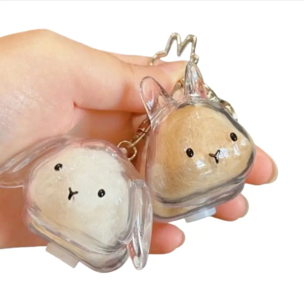 Transparent Pet Hair Storage Keychain Hair Container Keyrings Memorial Rabbit Hair Collector Animal Bag Charm
