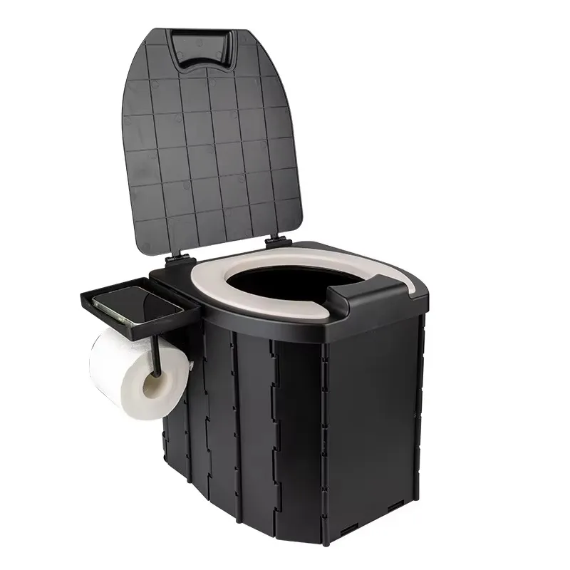 

Large 32.5cm PU waterproof portable folding toilet with lid 6L/10L capacity suitable for camper use adults and children