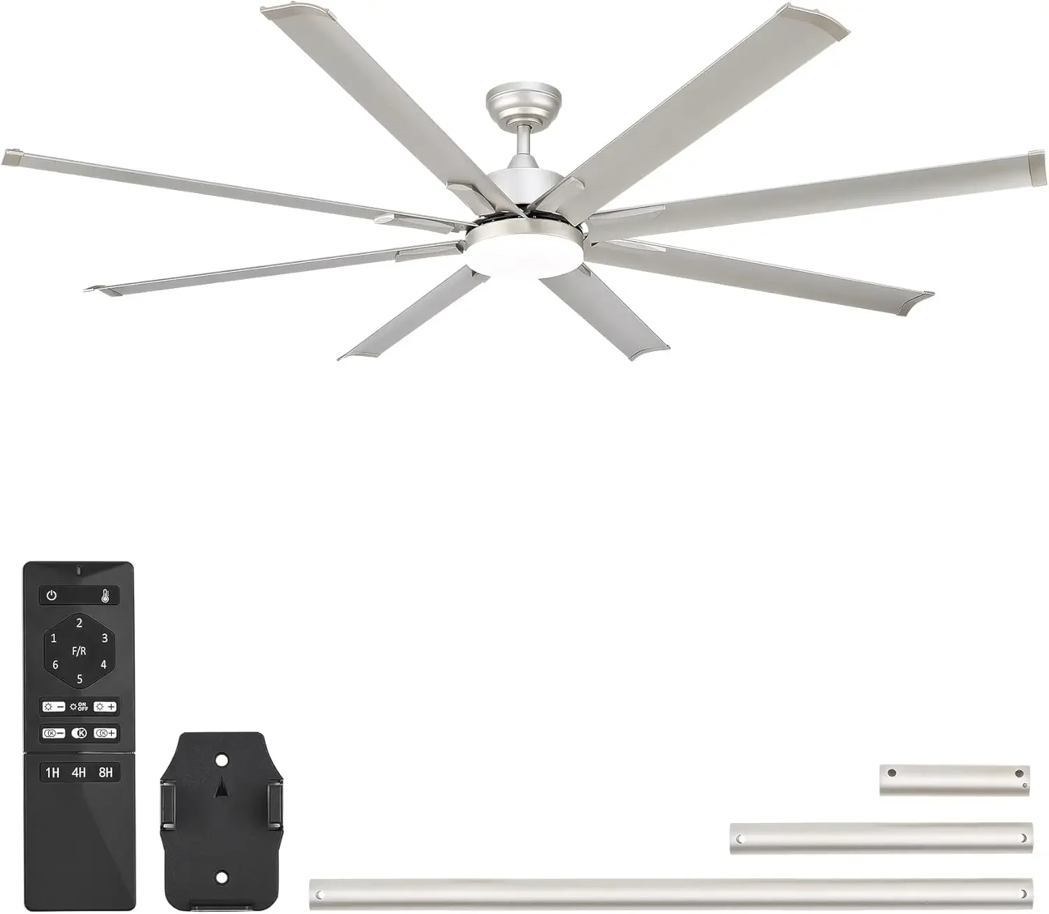 Inch Ceiling Fans with Lights, Large Industrial Ceiling Fan and Remote, 8 Aluminum Blades, Quiet Reversible 6 Speed D