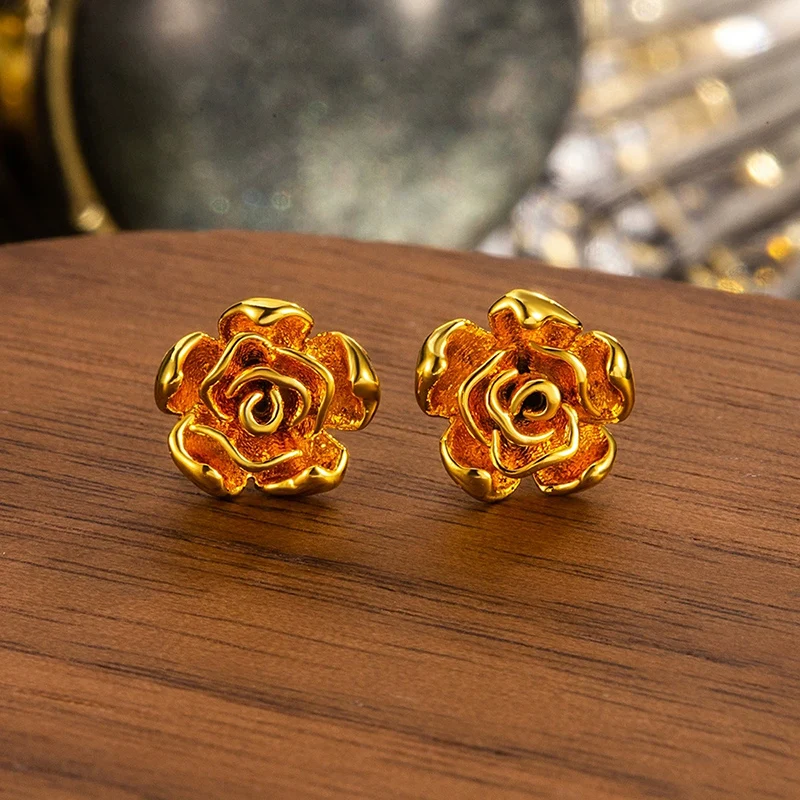Vintage French Style Ear Stud Fresh Simple Rose Small Earnail Exquisite Mini Daily Commuter Earaccessory For Women KOFSAC