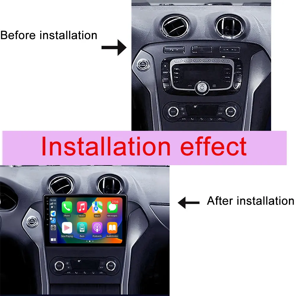 DSP ستيريو لفورد مونديو 2010 - 2014 اللاسلكية CarPlay أندرويد 15 راديو السيارة فيديو مشغل وسائط متعددة لتحديد المواقع والملاحة شاشة QLED