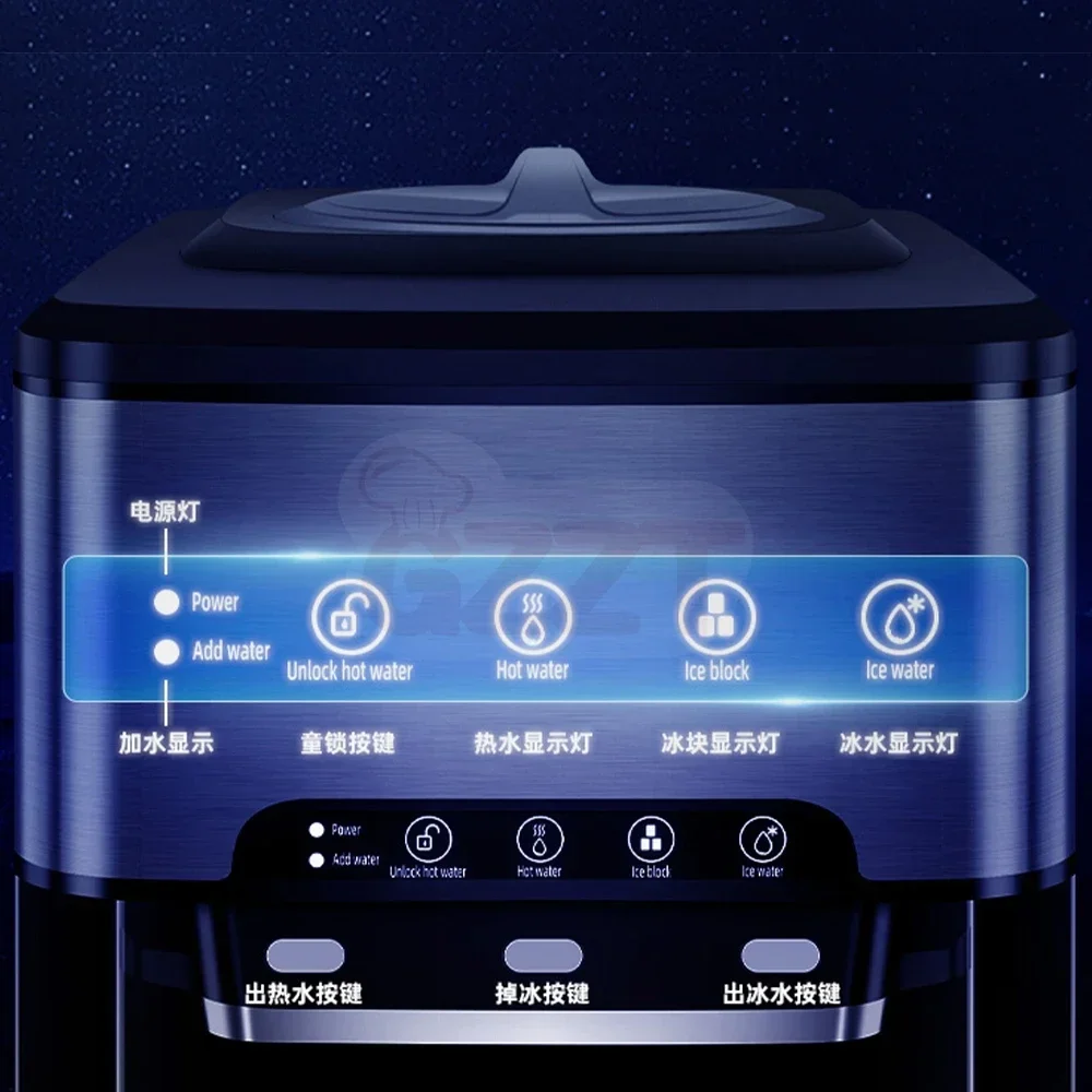 110V 220V 3 in 1 Portable Cube Ice Maker Machine Hot Cold Water Dispenser Home Office Business Automatic Ice Water Dispenser