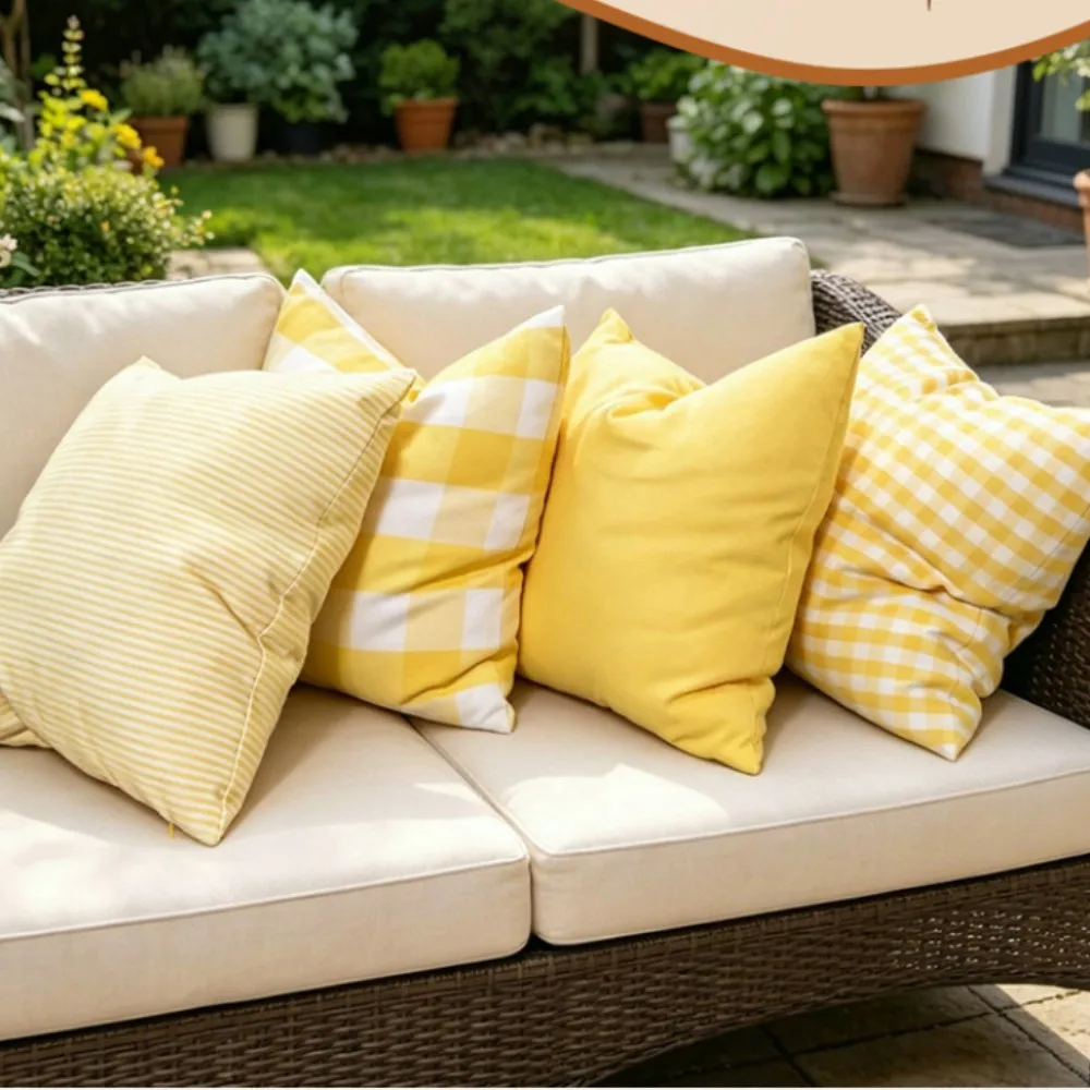 Yellow and White Buffalo Check Plaid Throw Pillow Covers Farmhouse Decorative Throw Pillow Case Indoor Outdoor Cushion Cover