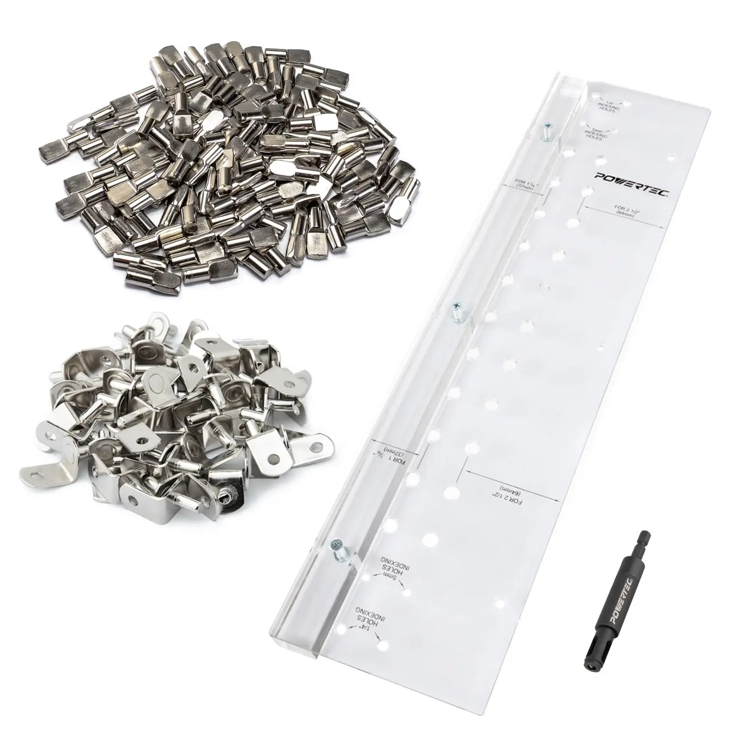 71909 Plank Pin Boormal Met 1/4 Inch Zelfcentrerende Bit, 100-pc 1/4 "Lepel Plankpennen En 50-pc L-Vormige Plank