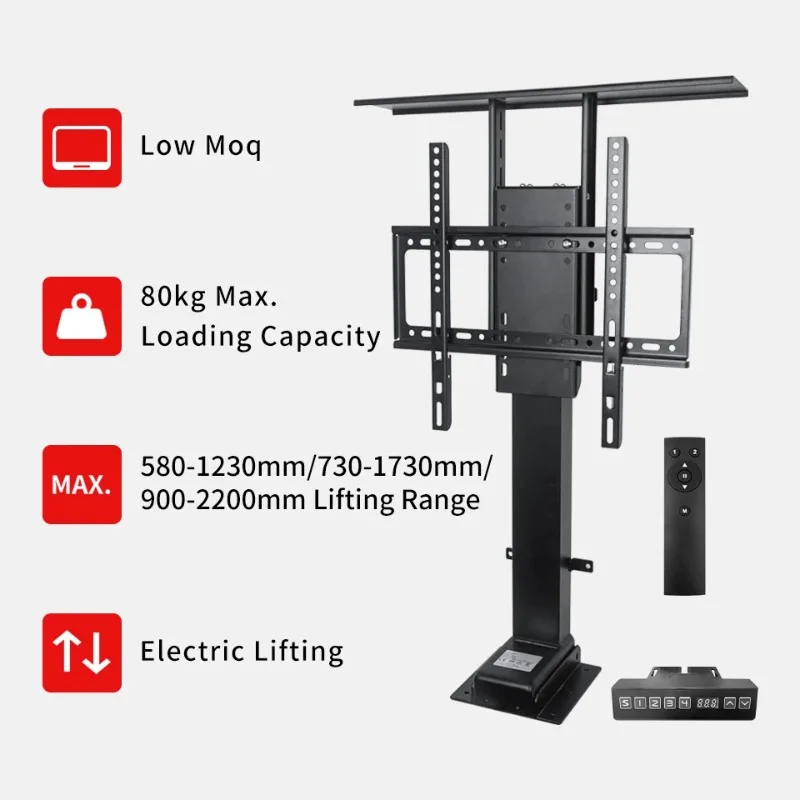 Motorized TV Lift System with Remote Control Height Adjustable for 32-85 Inch Televisions Compatible with Hidden TV Cabinets