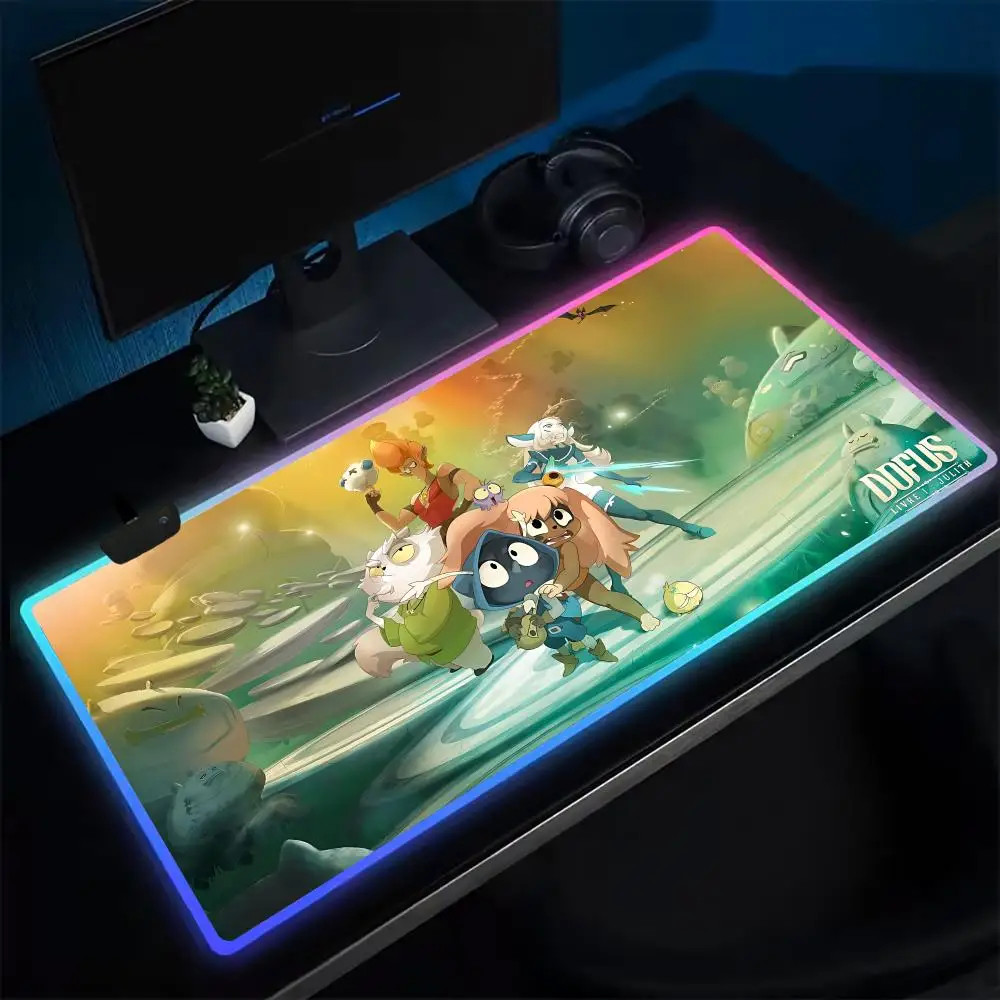 Super D-DOFUS Mouse Pad Anime Gaming Mouse Pad LED Table Pads Backlit Rubber Desktop XXL Mousepad RGB Desk Mats