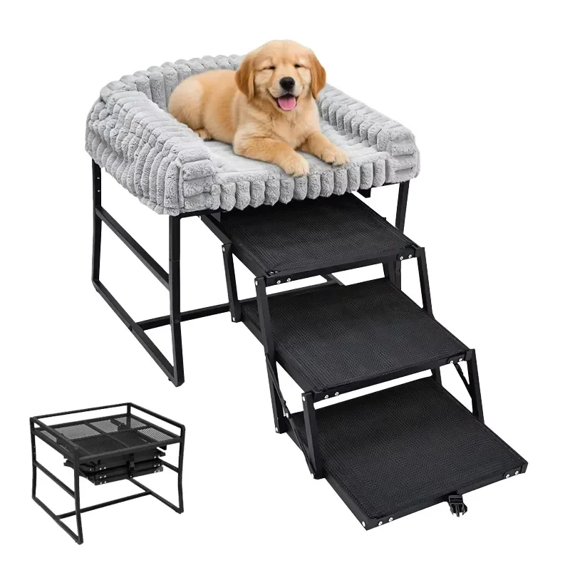 Detachable Dog Ramp for Bed Sturdy Pet Ladder Platform with Cushion Eco Friendly Steps for Small Dogs and Cats Indoor