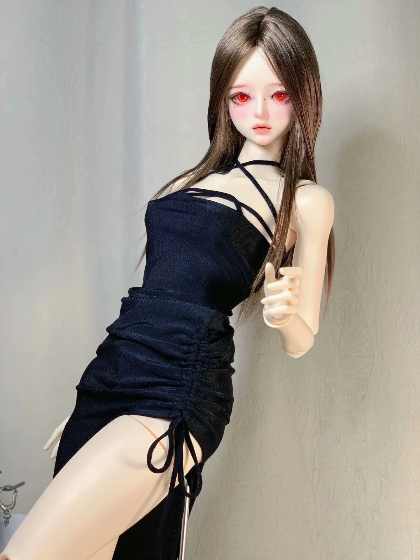 

Clothes for doll 60cm black slip dress rregular slit skirt, 1/3 1/4 BJD tight curvy skirt
