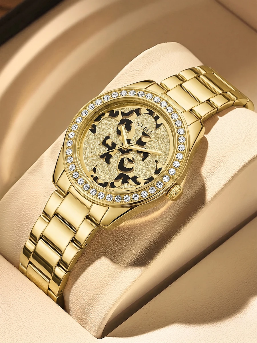 Reloj Guess W1201L2 para mujer, reloj de pulsera de cuarzo de acero inoxidable dorado G-Twist para mujer, esfera de cristal, resistente al agua, regalo femenino