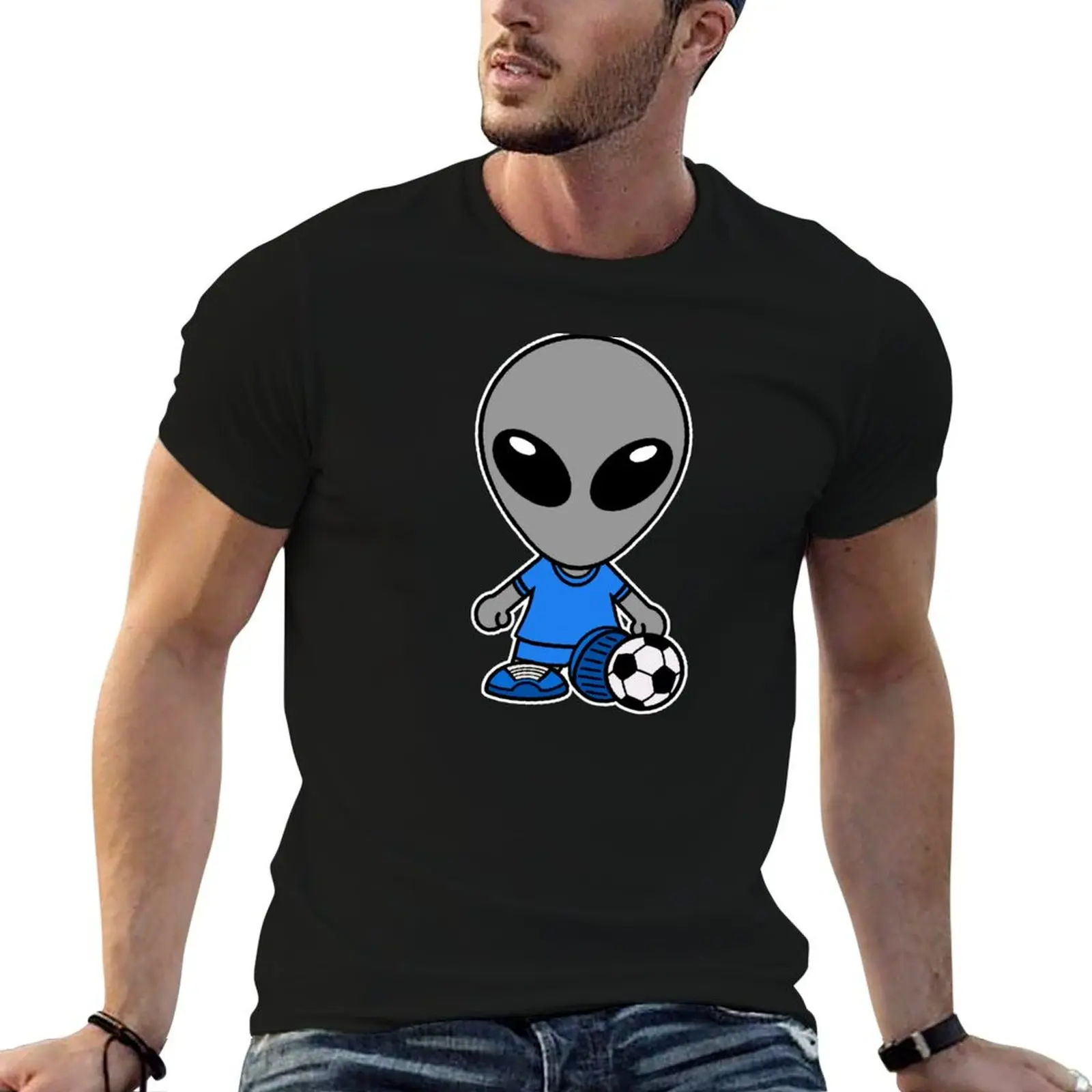 

Space Alien Playing Soccer / Football T-Shirt t shirts with prints t shirts for man graphic tees man t shirts for men T-Shirt