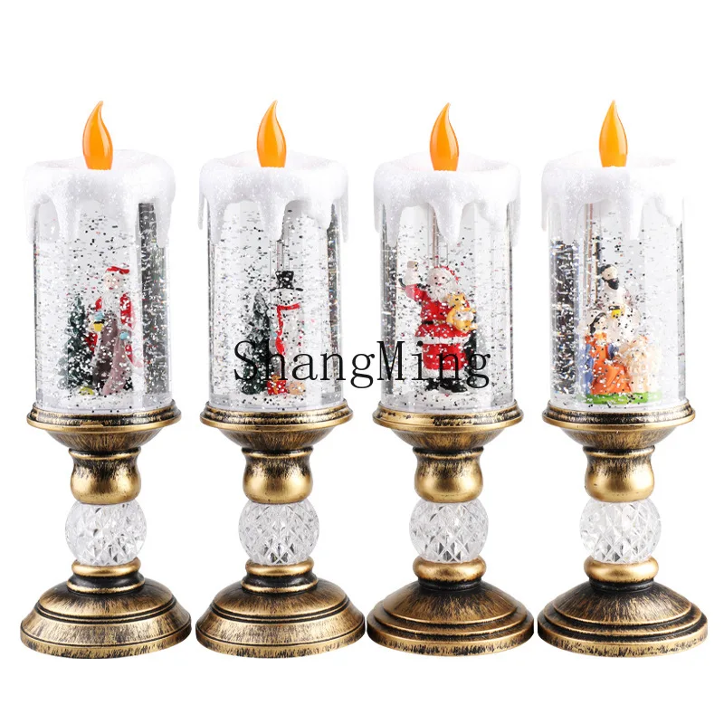 

PYH Christmas Ornament Candle Light Christmas Crystal Light Cartoon Snow Birthday Gift Scene Arrangement