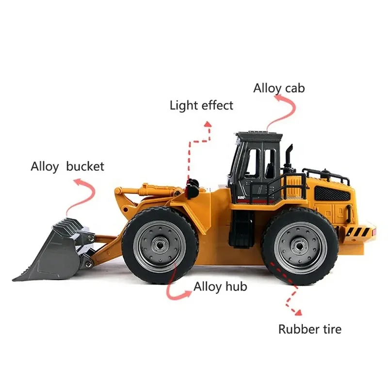 HUINA 1532  6channels  1/18 2.4GHz RC Metal Bulldozer RTR Front Loader Engineering Car Toy Construction Tractork Vehicle