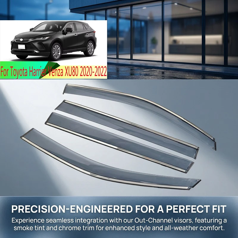 Car Accessories Plastic Exterior Visor Vent Shades Window Sun Rain Guard Deflector 4pcs For Toyota Harrier Venza XU80 2020-2022