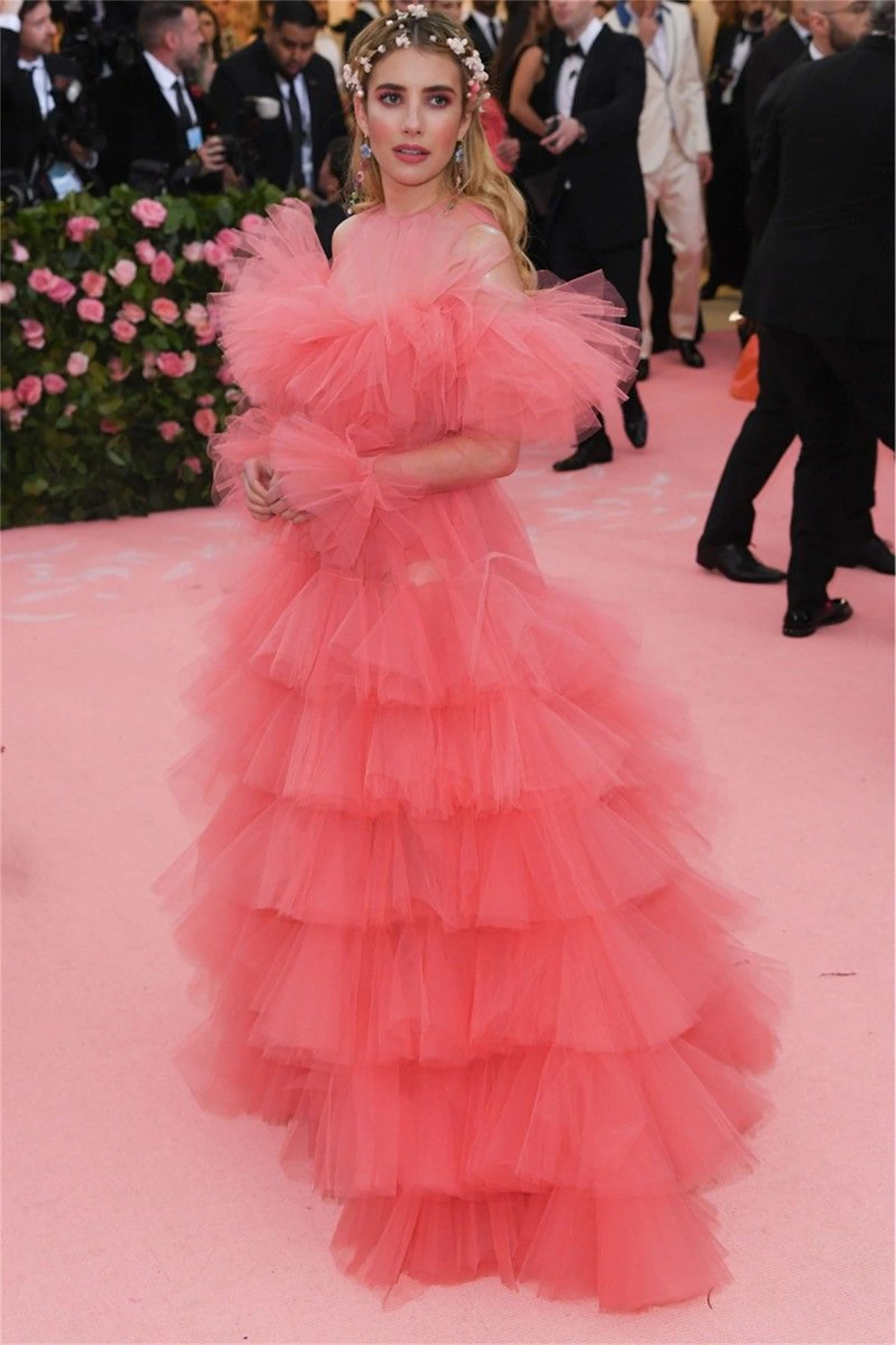 Lucy Prom vestidos de noite luxuosos para mulheres, vestidos de festa longos sem alças, tapete vermelho em camadas, rosa, 2022