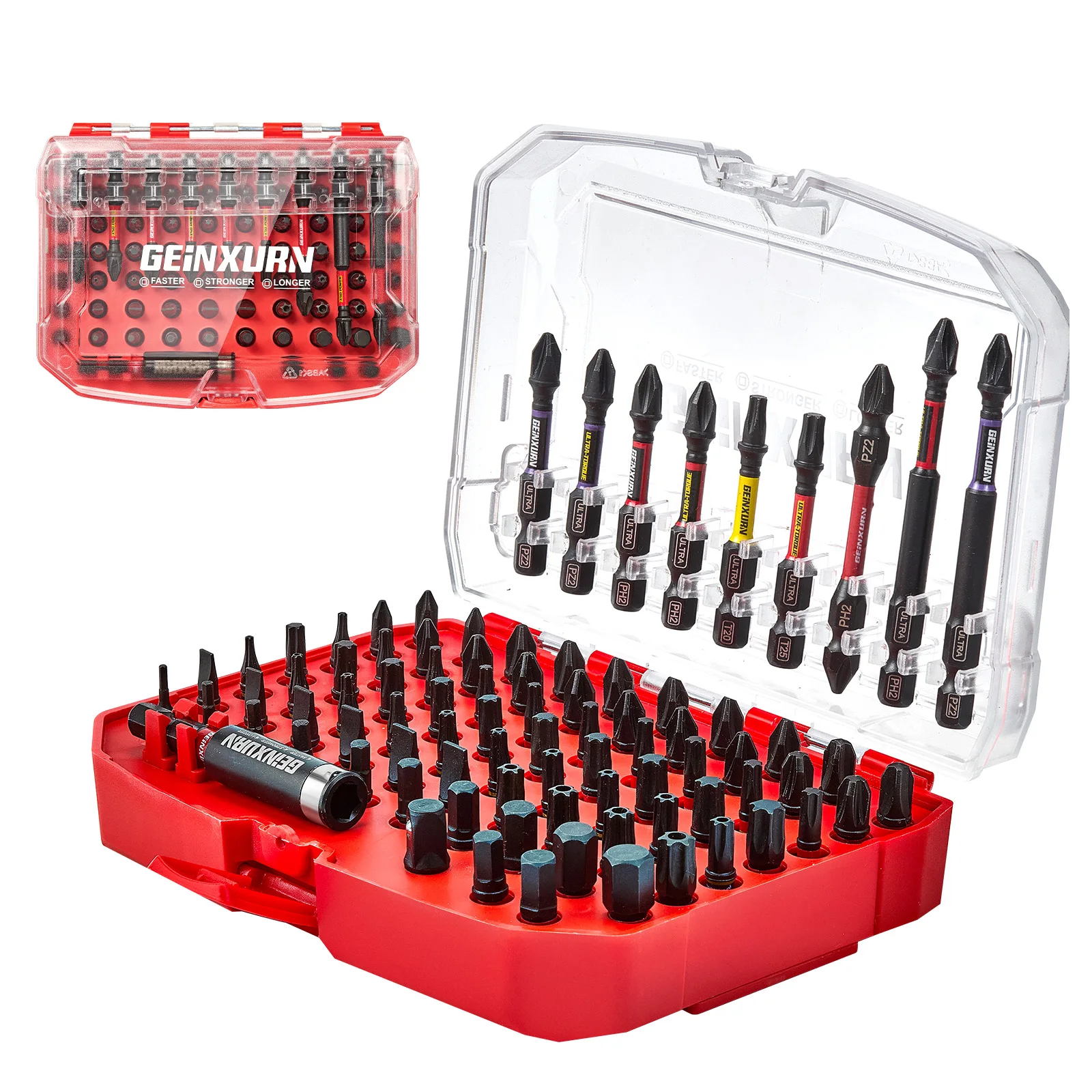 Geinxurn 83Pcs Driver Bit Set(Phillips/Slotted/Torx/Hex/Pozi) - S2 Steel, Magnetic, with Socket Adapter and  Storage Case