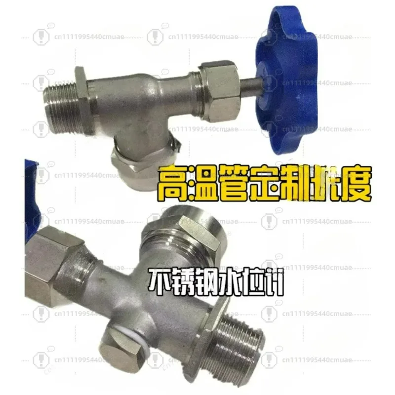 Stainless Steel Water Level Gauge with Quartz Glass Tube, High Temperature Liquid Level Gauge for Boiler