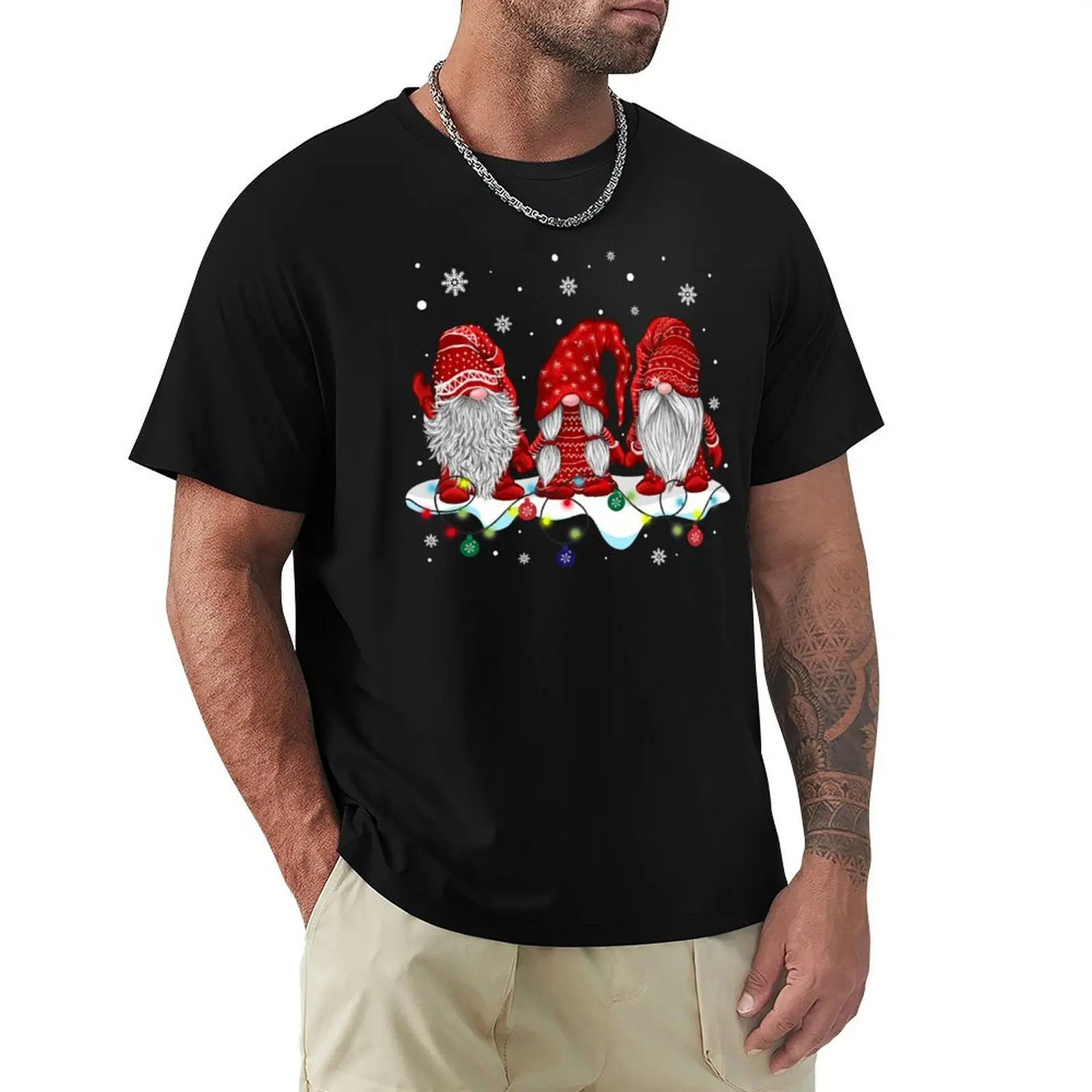 Hanging With Red Gnomies Santa Christmas Gnome Themed Shirts Matching Family Friends Pajamas Xmas T Shirt T-Shirt