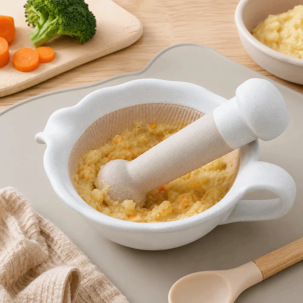 Creative Manual Ceramic Grinding Bowl Vintage with Grinding Rod Rice Paste Bowl Easy Clean Guide Outlet Dessert Bowls Household
