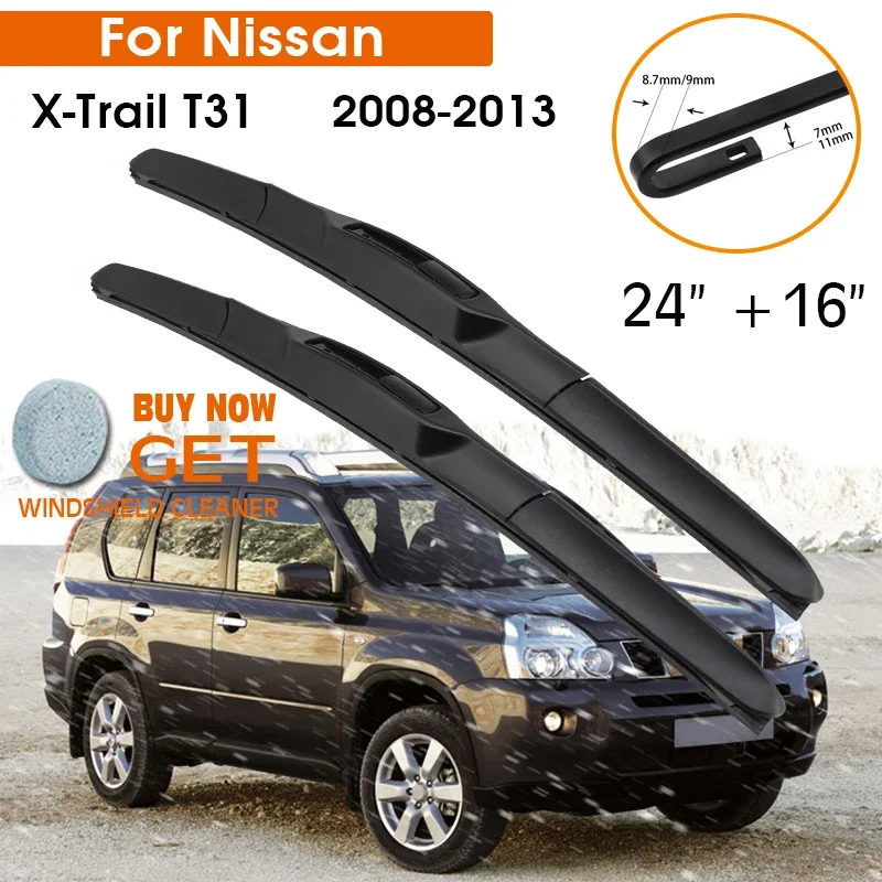 

Car Wiper Blade For Nissan X-Trail T31 2008-2013 Windshield Rubber Silicon Refill Front Window Wiper 24"+16" LHD RHD Accessories