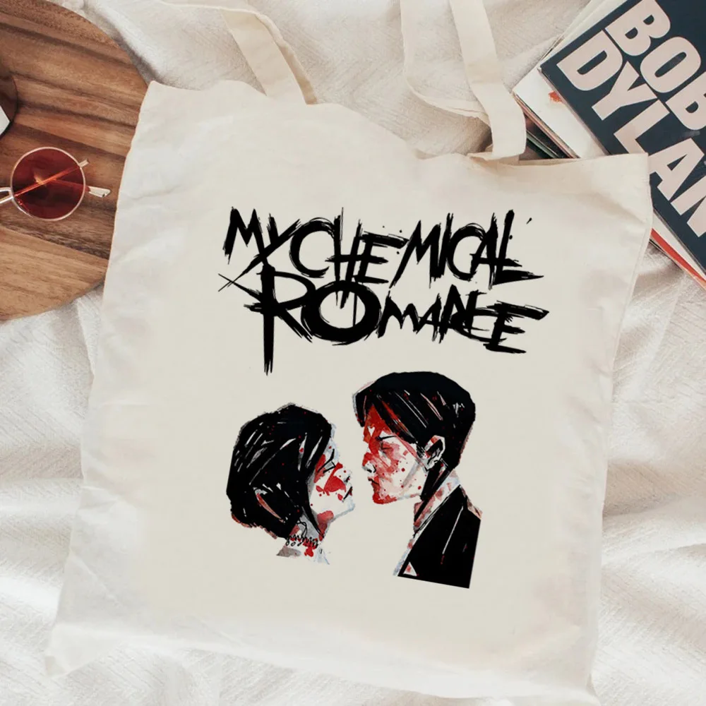 Mcr My Chemical Romance shopping bag tote cotton reusable shopper handbag eco bag reciclaje tote string sac toile