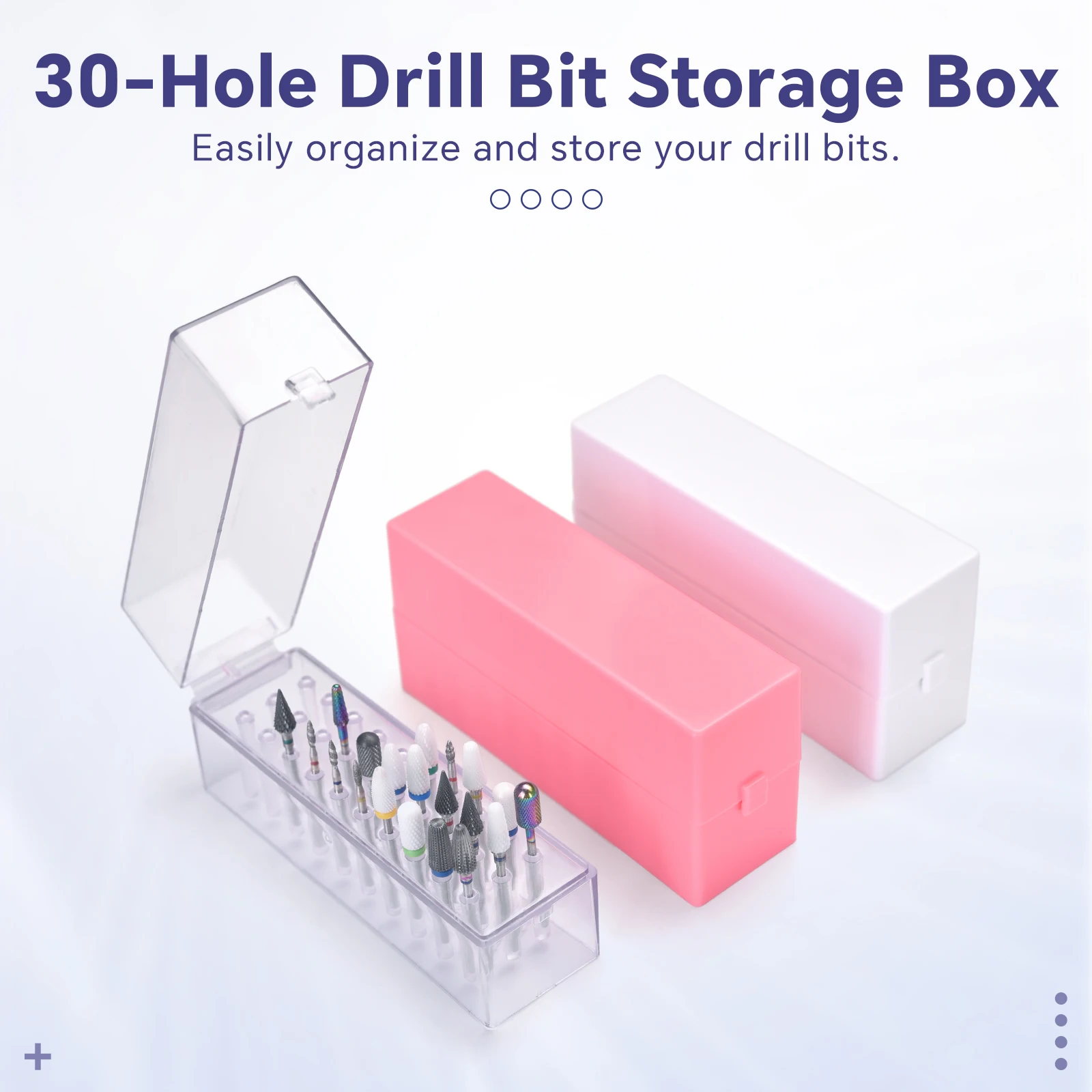 

30/48 Holes Drill Bit Storage Box White Polish Grinding Head Bit Nail Drill Bits Stand Display Organizer Plastic Manicure Tools