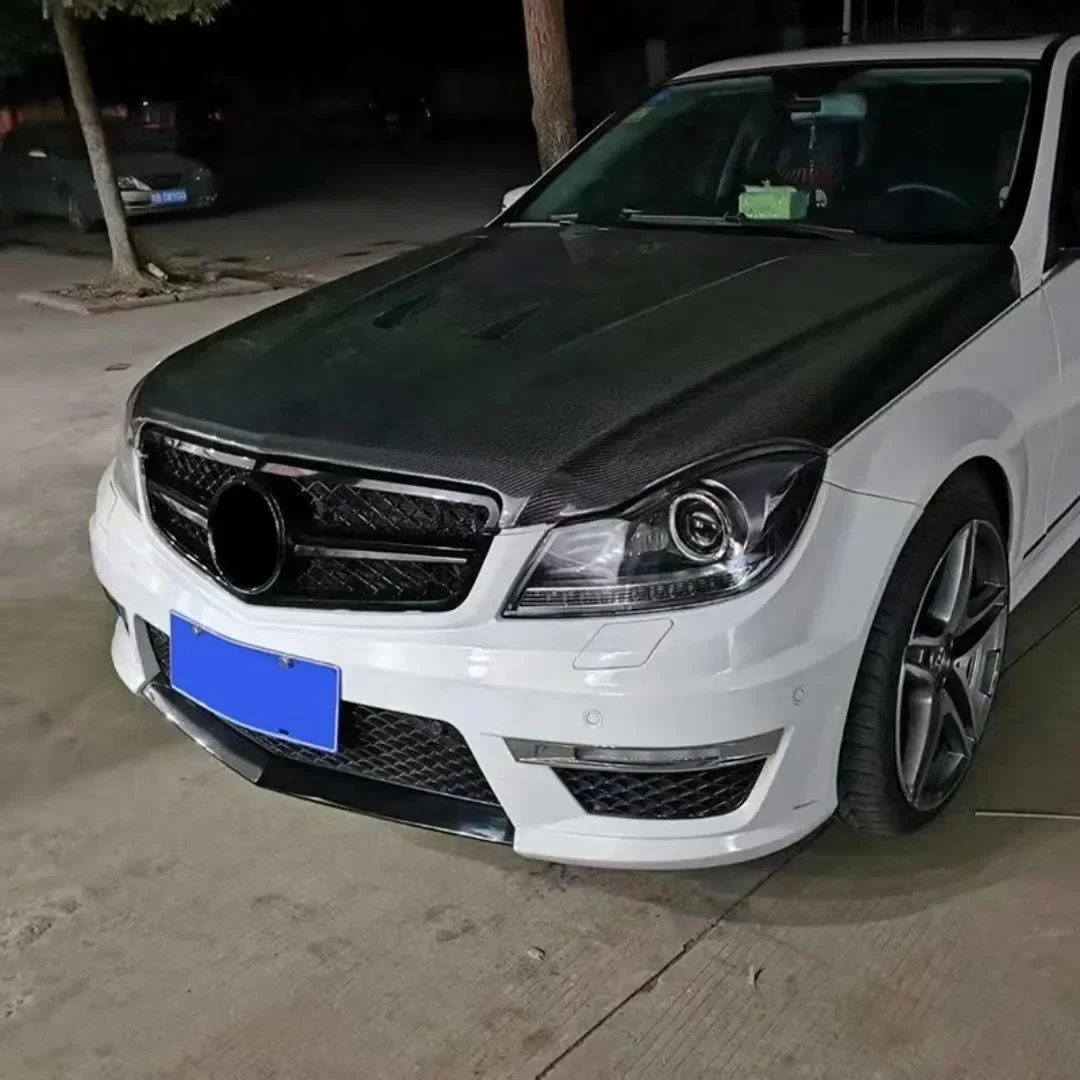 Middle Hood Mesh Upgrade Front Bumper Grille Grill Refit For Mercedes Benz C class W204 C204 S204 Coupe C43 2007-14 AMG GT Style view 2