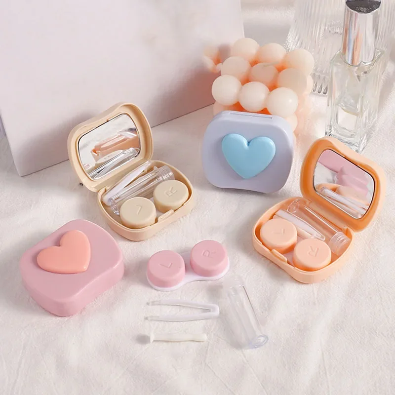 Simple Cute Pocket Mini Contact Lens Case for Women Girl Travel Kit Easy Carry Lenses Box Student Portable Travel Accessories