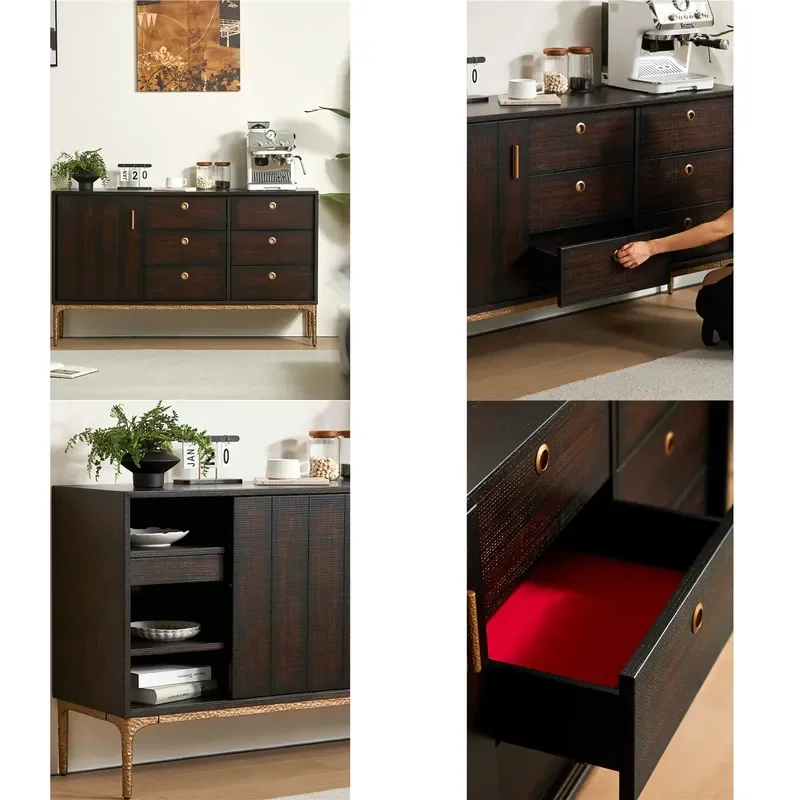 European Vintage Bharti Wood Sideboard Storage Cabinet Medium Size Antique Style Console for Living Room Home Decor Furniture