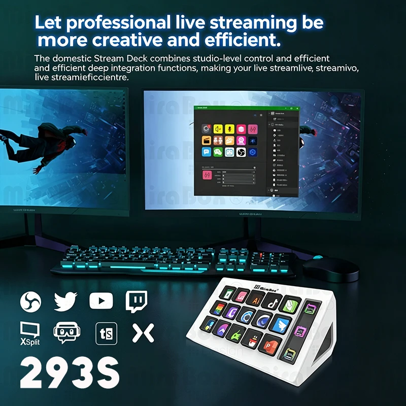 mirabox-mbox-293s-stream-deck-macro-keypad-15-touches-lcd-personnalisables-streamdeck-deck-dock-studio-controller-pour-obs-music-web