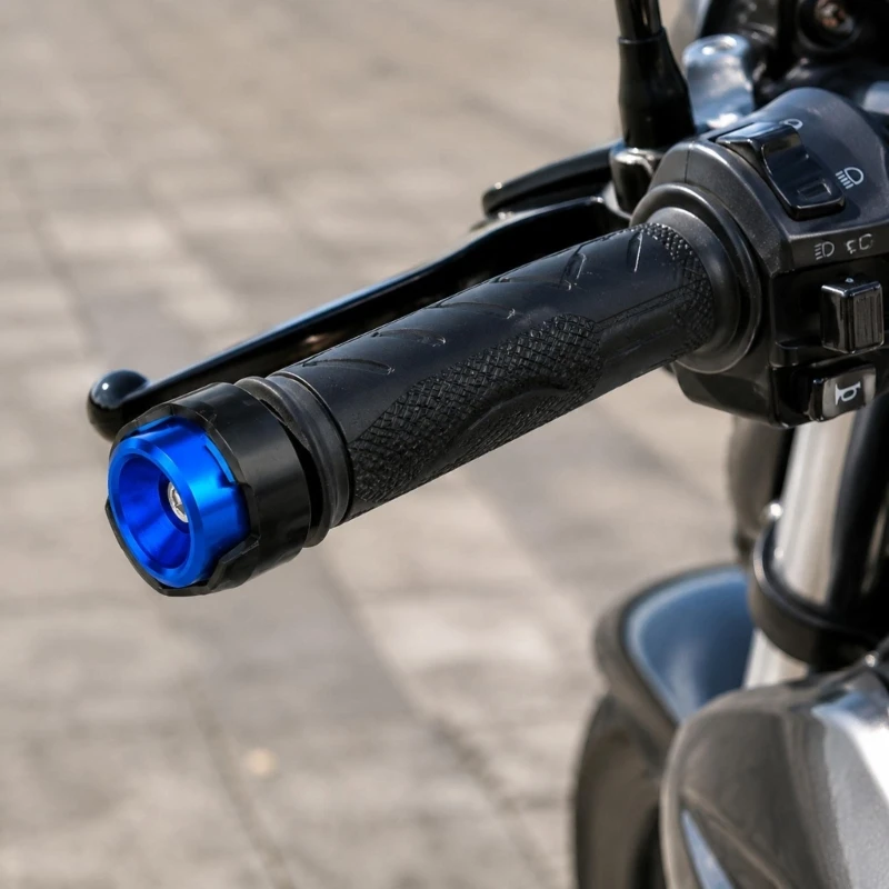 Metal Motorcycle Bar End Plugs, 1 Pair with Threaded Fasteners and Ribbed Expansion Sleeves for Closing Open Handlebar Ends R6FB