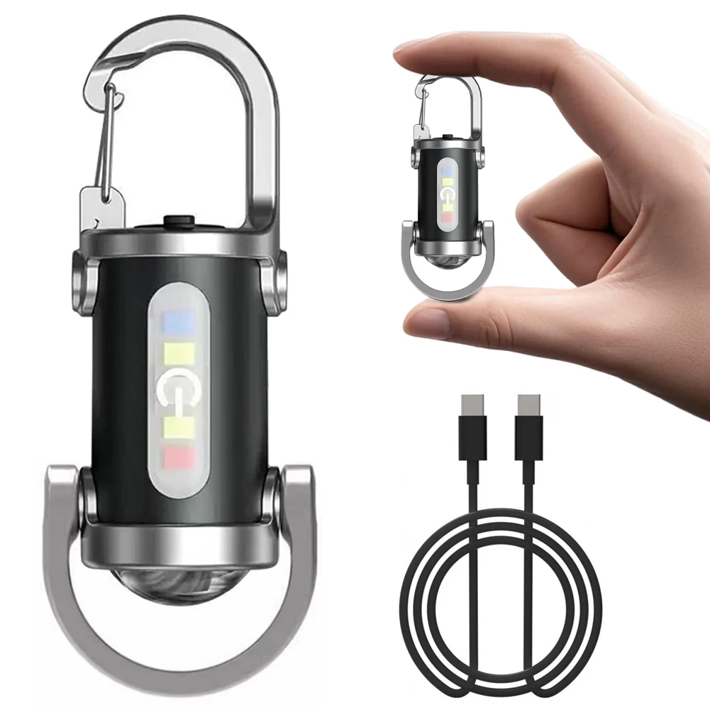 ไฟฉายพวงกุญแจขนาดเล็ก 1200LM ชาร์จไฟได้ผ่านพอร์ต TYPE-C ไฟ COB พกพาสะดวก พร้อมตะขอ ใช้เป็นไฟทำงาน ไฟเตือนฉุกเฉินกลางแจ้ง ปรับความสว่างได้ 3 โหมด