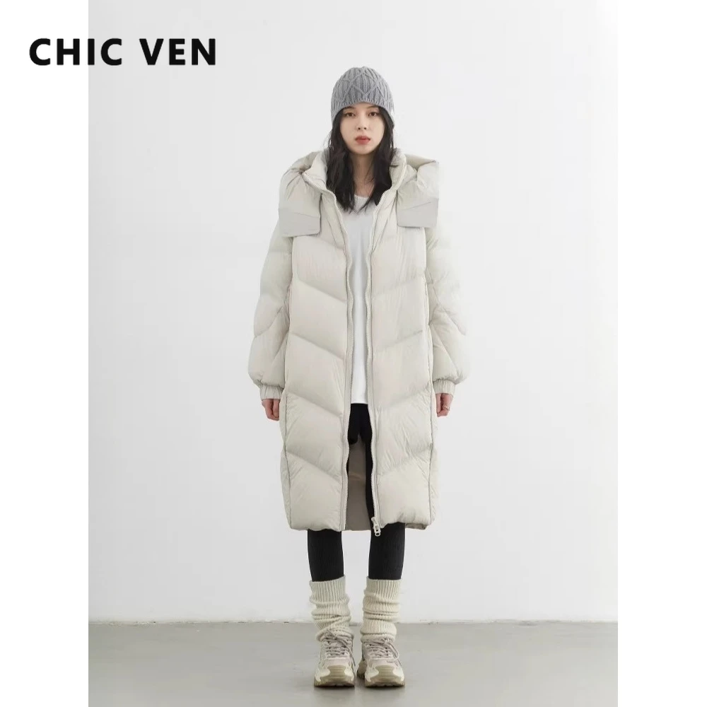 เสื้อโค้ทขนเป็ดผู้หญิง CHIC VEN ทรงหลวม สไตล์ลำลอง อุ่นสบาย ขนเป็ดขาว 95% สำหรับฤดูใบไม้ร่วงและฤดูหนาว ปี 2026