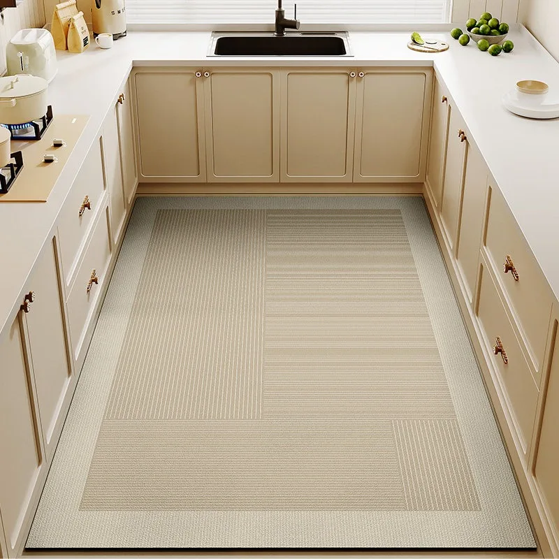 

PVC Kitchen Floor Mat Waterproof Oil-proof Non-slip Leather Foot Mats Striped Carpet Full Coverage Rug Home Decoration Alfombra