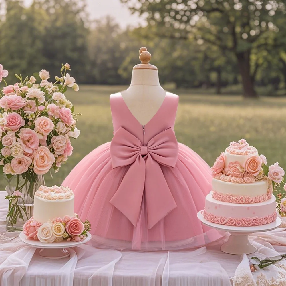 

Toddler Girls Summer Princess Gown For Wedding Baby 1st Birthday Tutu Party Dress Girl Vintage Holiday Clothes Children Costumes