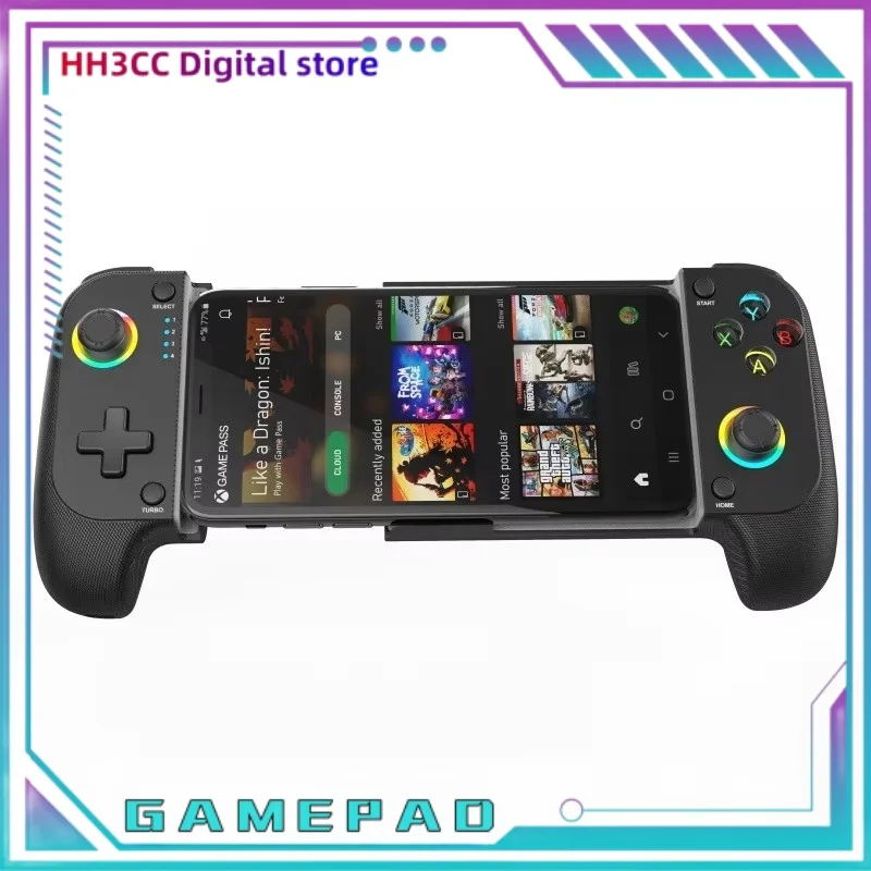 7009f Bluetooth Game Handle Rgb Light Effect Mechanical Button Left Right Stretching Structure Supports Android Ios Hall Rocker